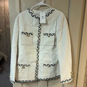 Paragon Elegant White Jacket with Black Trim size L NWT